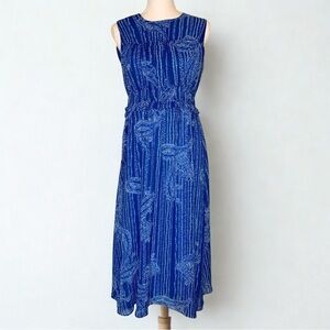 NWT Just Taylor Women Blue White Chiffon Floral Paisley Maxi/Midi Dress Size 6